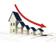 house graph arrow down fall